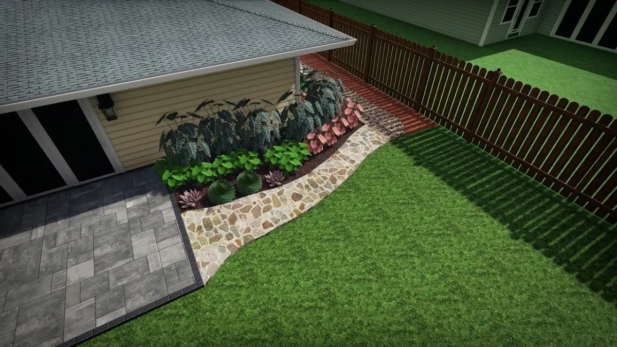 3D outdoor living design render for planning a Wilmington NC backyard before construction
